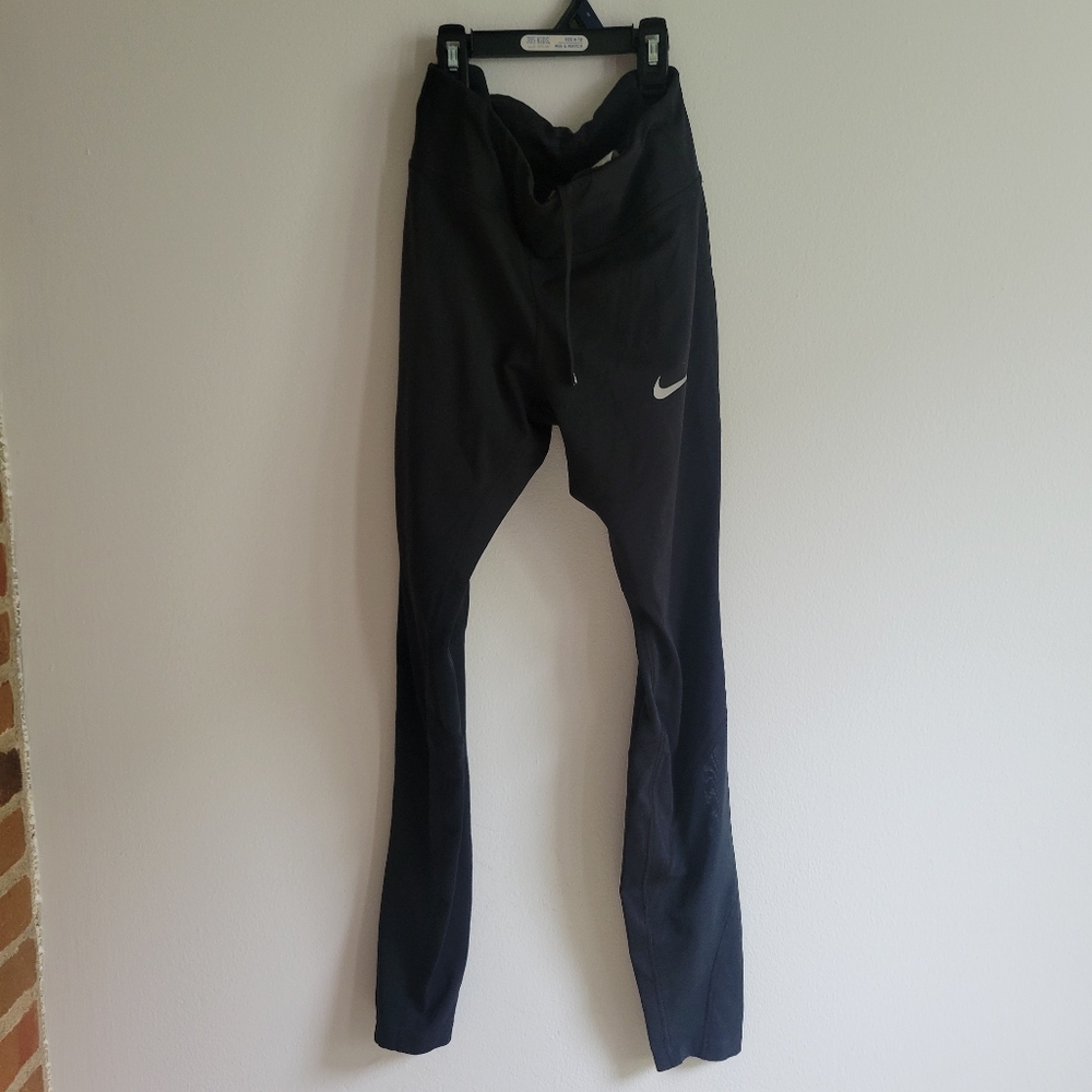Nike Dri Fit Black Running Legging Women's Size Small Fitted Drawstring